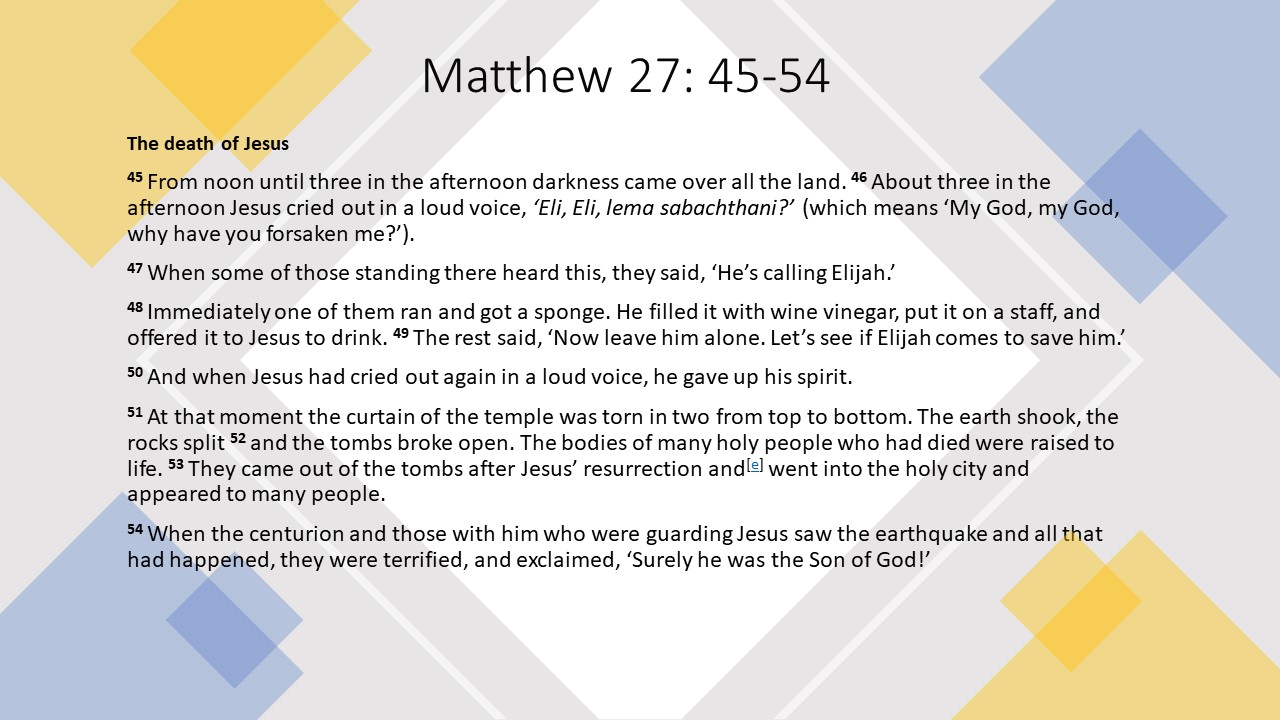 Matthew 27 Jesus died
